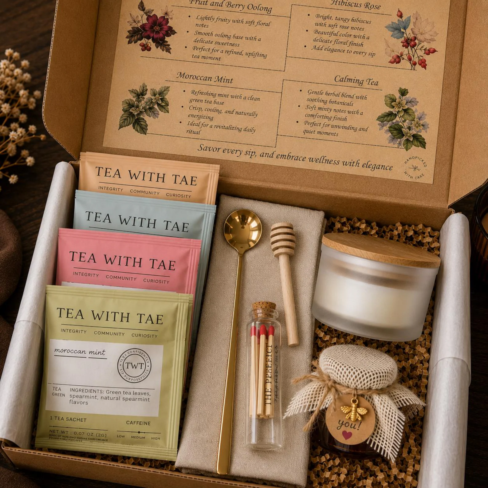 Thinking of You Gift Box | Herbal Tea, Honey & Candle Comfort Care Package