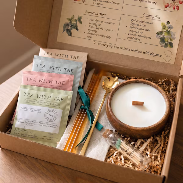 Self Care Gift Box | Herbal Tea, Candle & Honey Relaxation Set