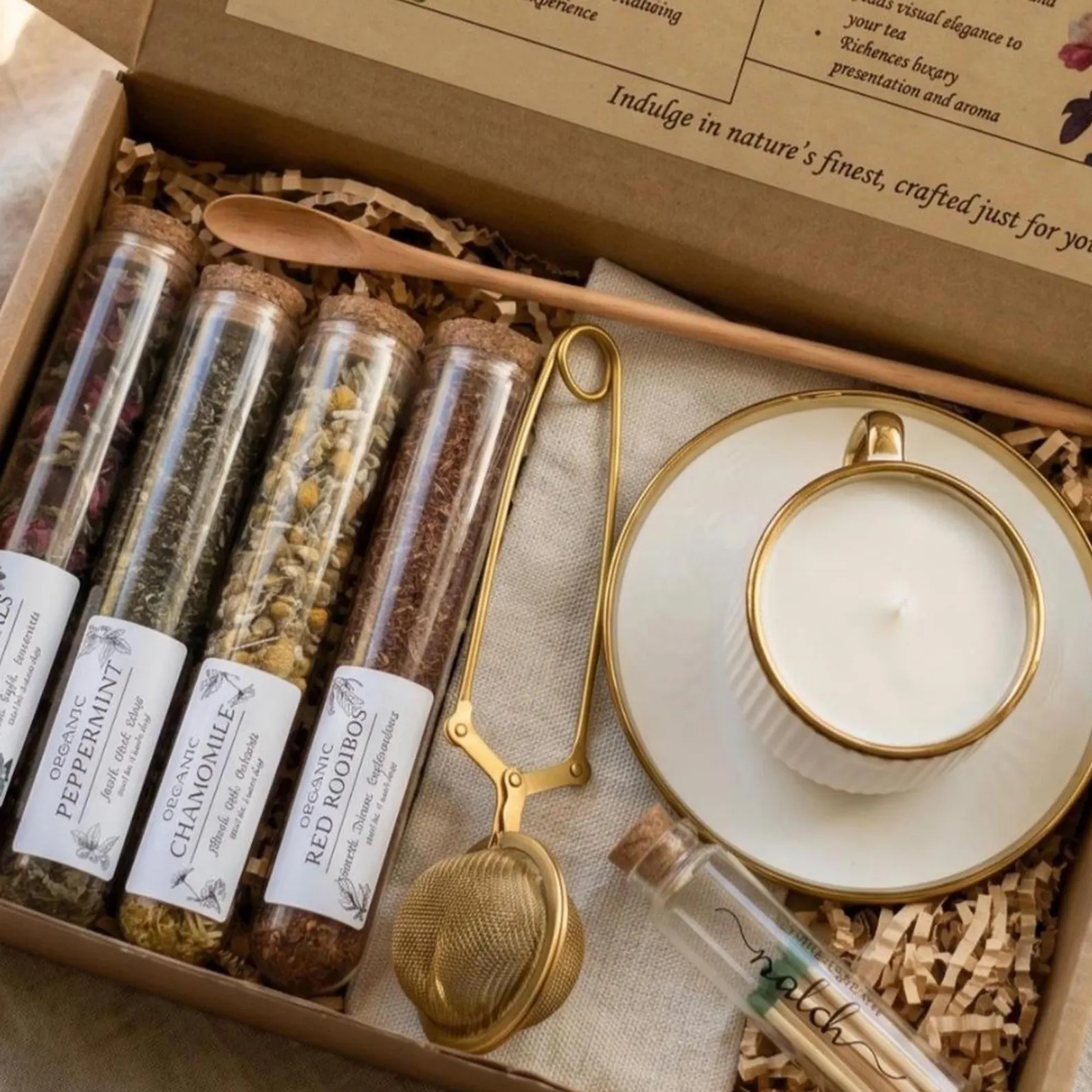Luxury Tea Gift Box | Organic Herbal Tea, Cup & Saucer Candle and Infuser